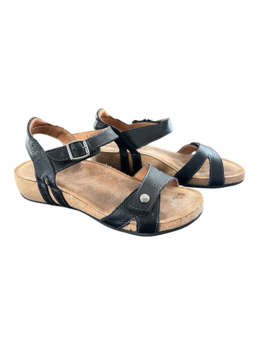 Taos Sadie Black Leather Adjustable Comfort Sandals Womens US 6-6.5 EU 37